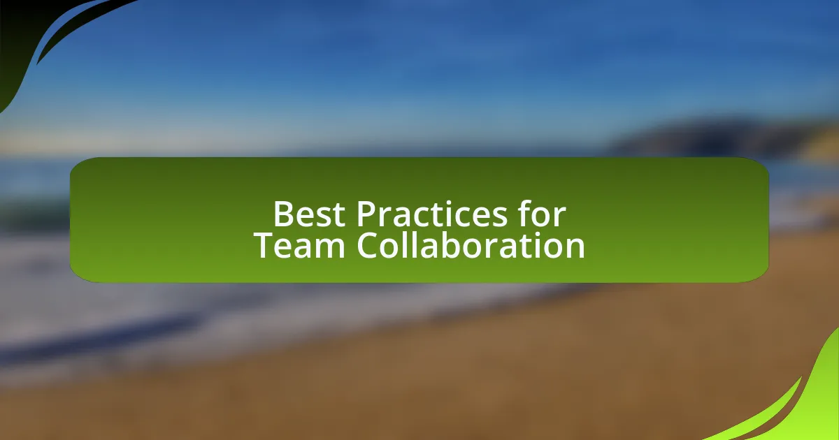Best Practices for Team Collaboration
