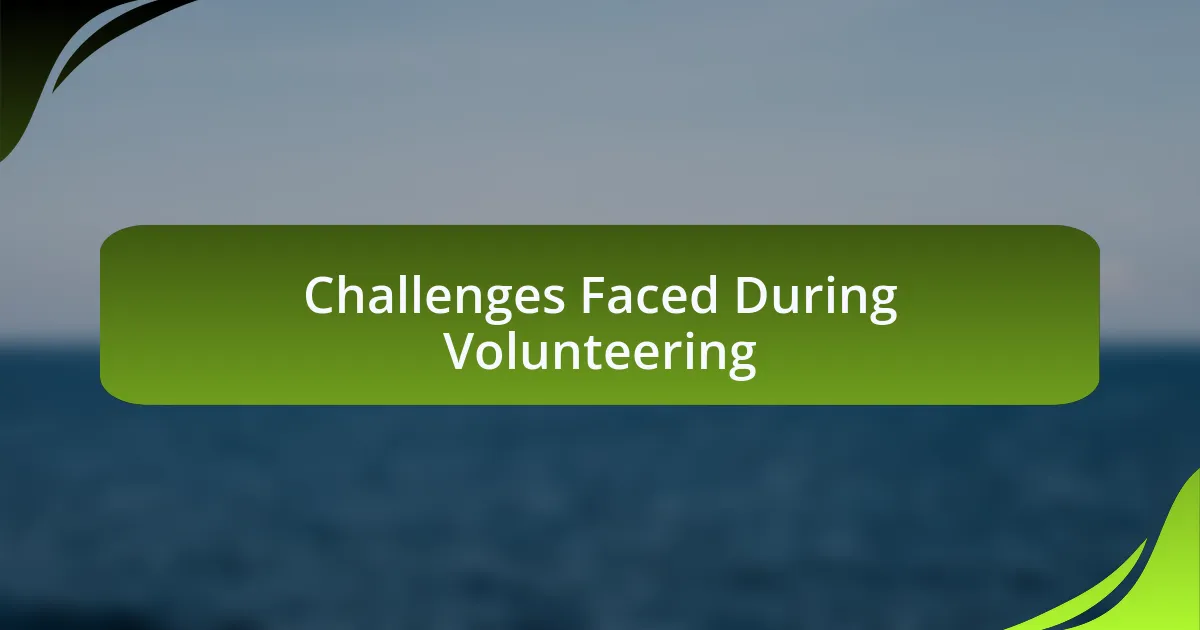 Challenges Faced During Volunteering