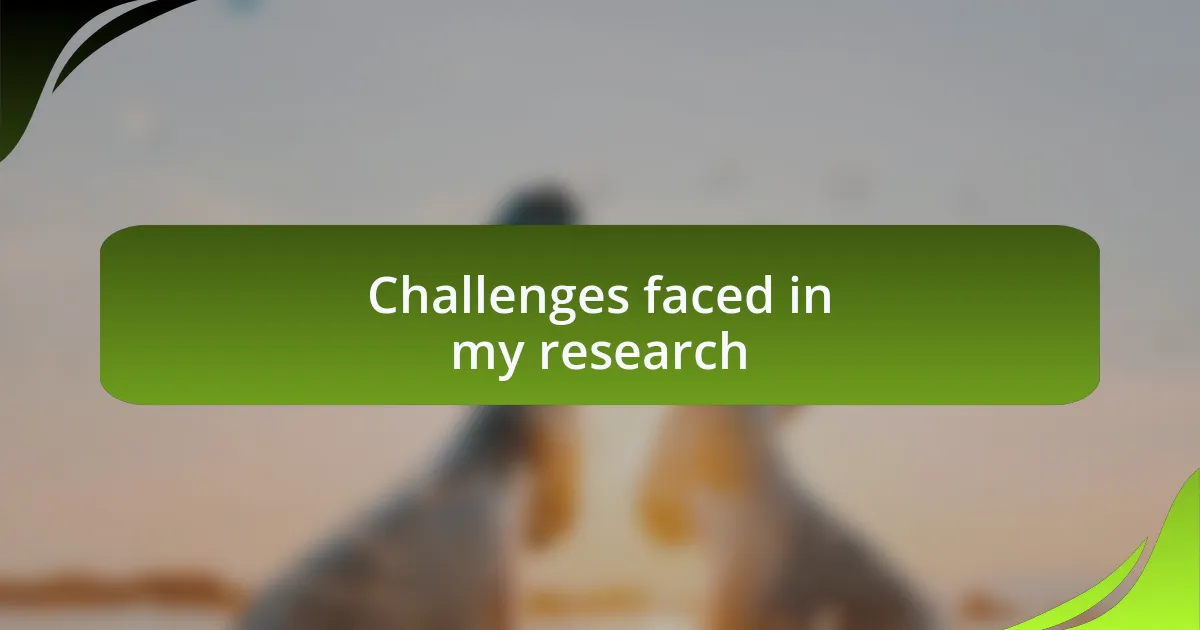 Challenges faced in my research