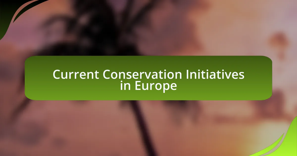 Current Conservation Initiatives in Europe