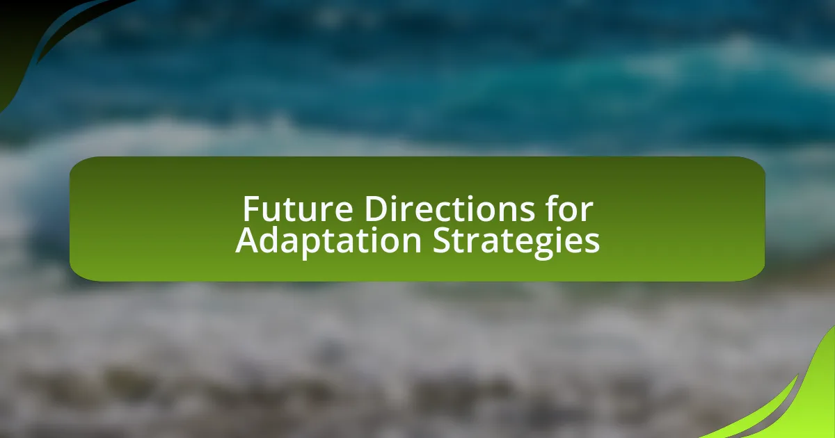 Future Directions for Adaptation Strategies
