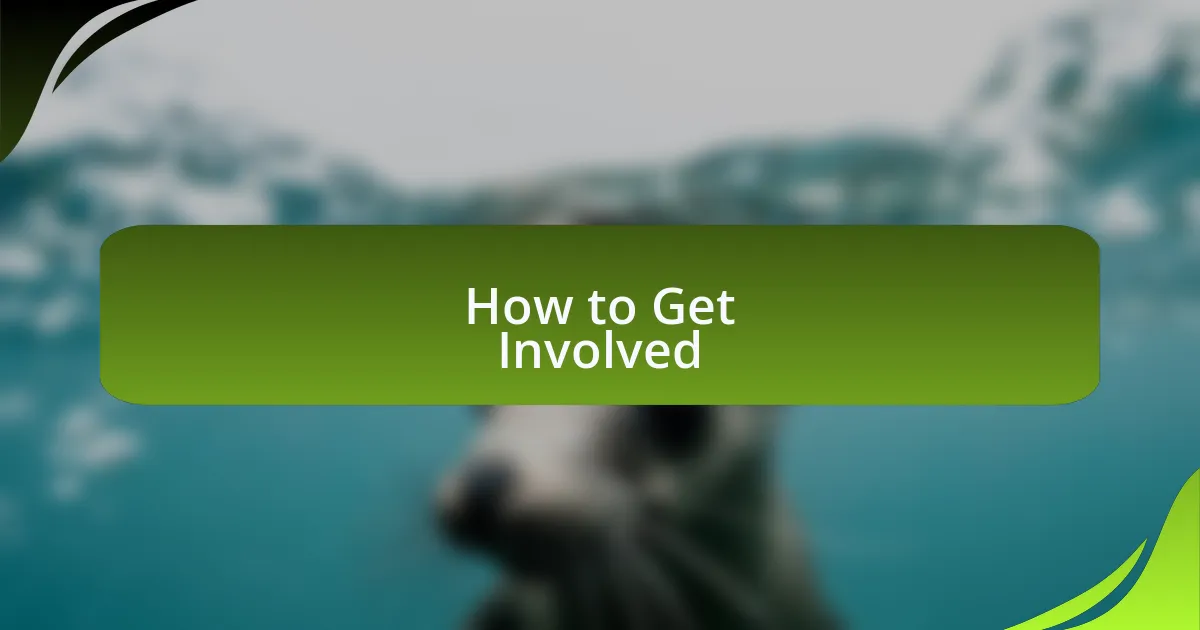 How to Get Involved