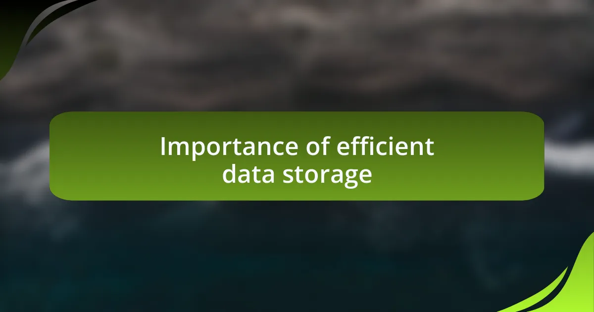 Importance of efficient data storage