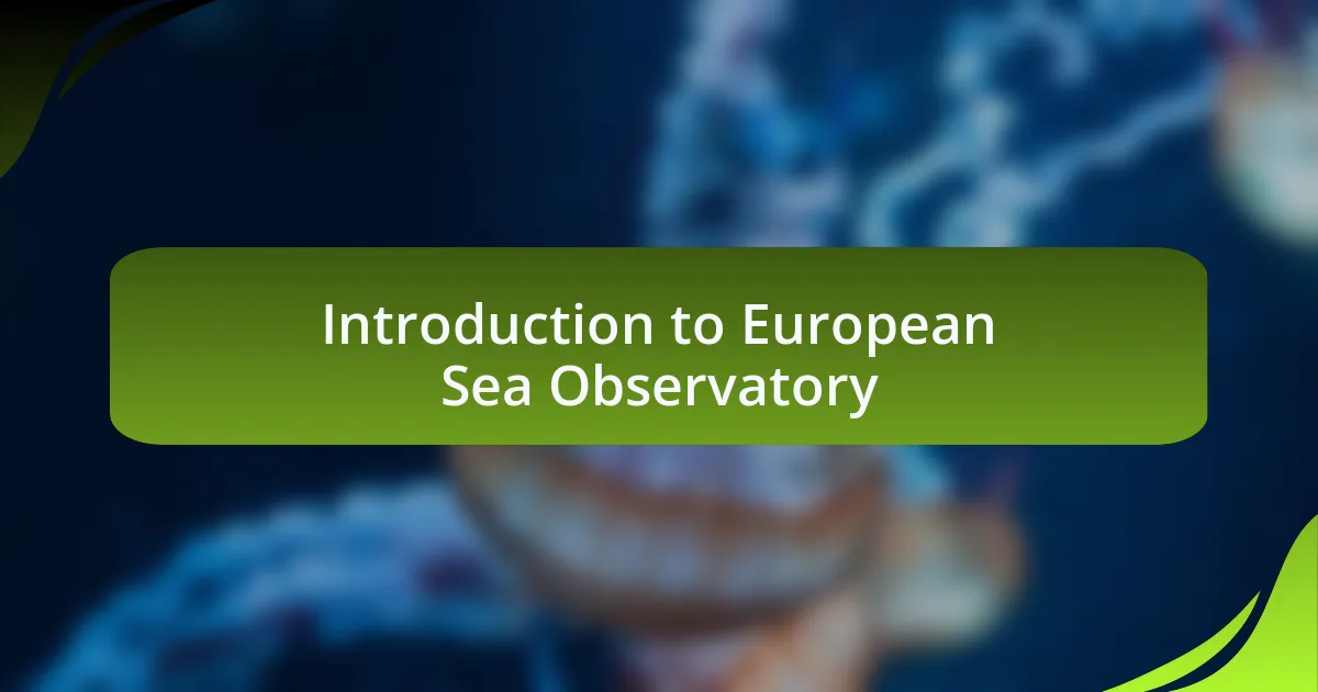 Introduction to European Sea Observatory
