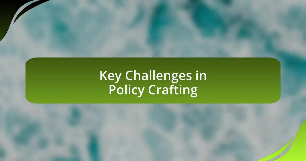 Key Challenges in Policy Crafting