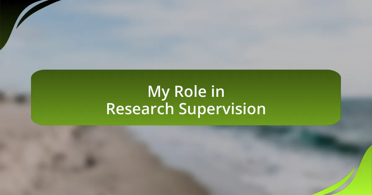 My Role in Research Supervision