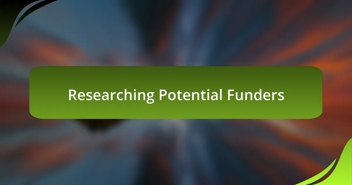 Researching Potential Funders