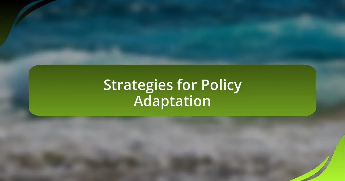 Strategies for Policy Adaptation