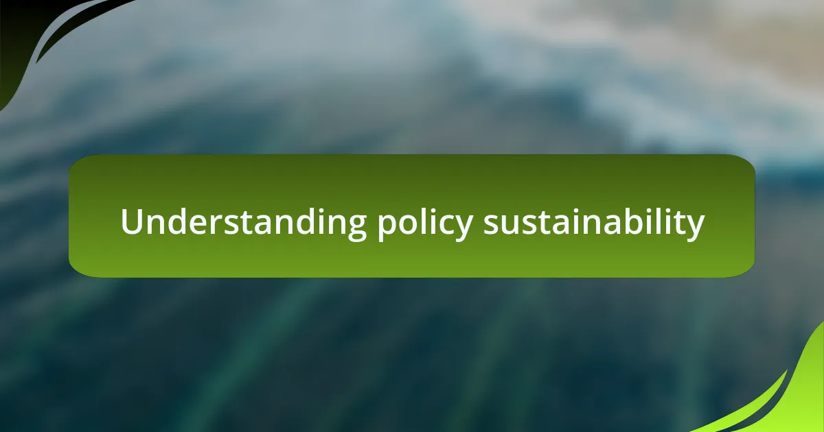 Understanding policy sustainability