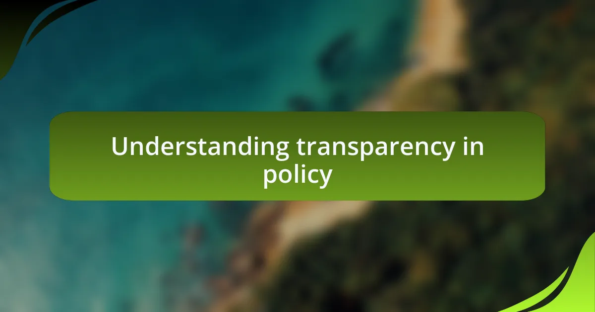 Understanding transparency in policy